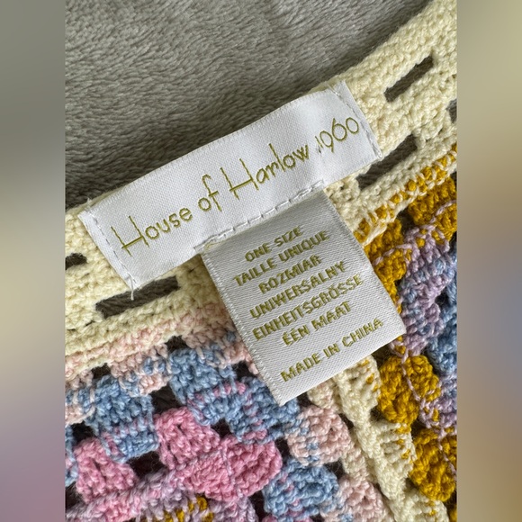 House of Harlow Sweater Vest OS‎ Womens Pastel Crochet Patchwork Grannycore 70s - Picture 3 of 10